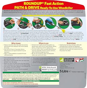 Roundup Path Weedkiller 5 Litre Pump 'N Go Refill, Ready to Use & Fast Action Total Weedkiller, 5 Litre Refill