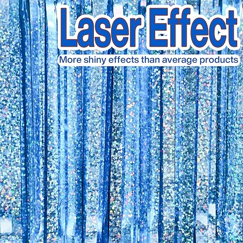 Vista 113 de PartyWoo Cortinas de flecos de aluminio plateadas, 2 serpentinas plateadas de 3.3 x 6.6 pies, telón de fondo con flecos, fondo de oropel, cortina