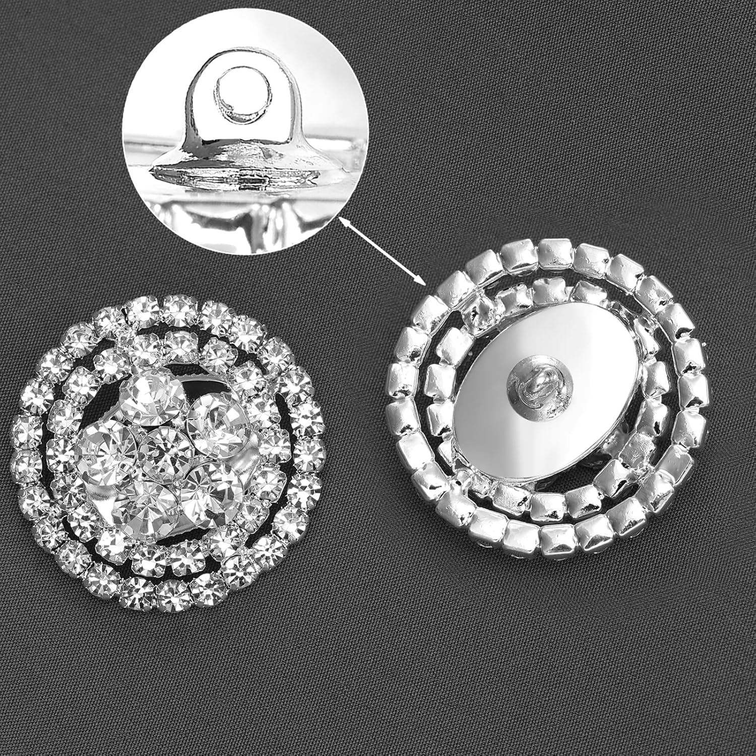 4Pcs Silvery Rhinestone Buttons, Crystal Embellishments for Clothing Wedding Bouquet Decoration DIY Jewelry