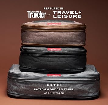 LeanTravel Premium Compression Packing Cubes for Travel - Suitcase Organizer Bags with Double Zipper & Breathable Mesh Panel - Space Saving Carry On Luggage Essentials (6-Pack, Grey)
