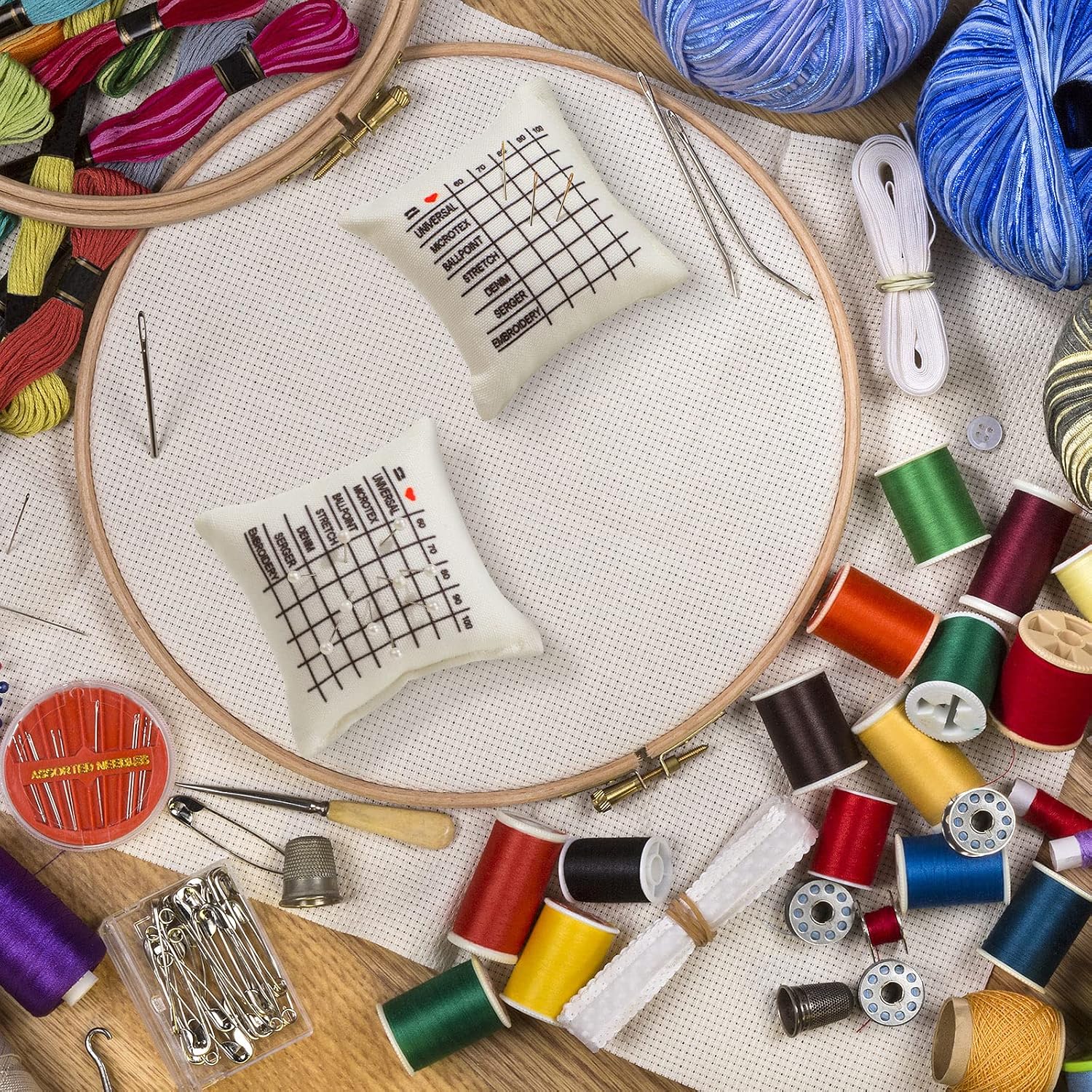 2 Pieces Linen Needle Sorting Pin Cushion for Sewing Machine Cute Large Pin Cushion Accessories
