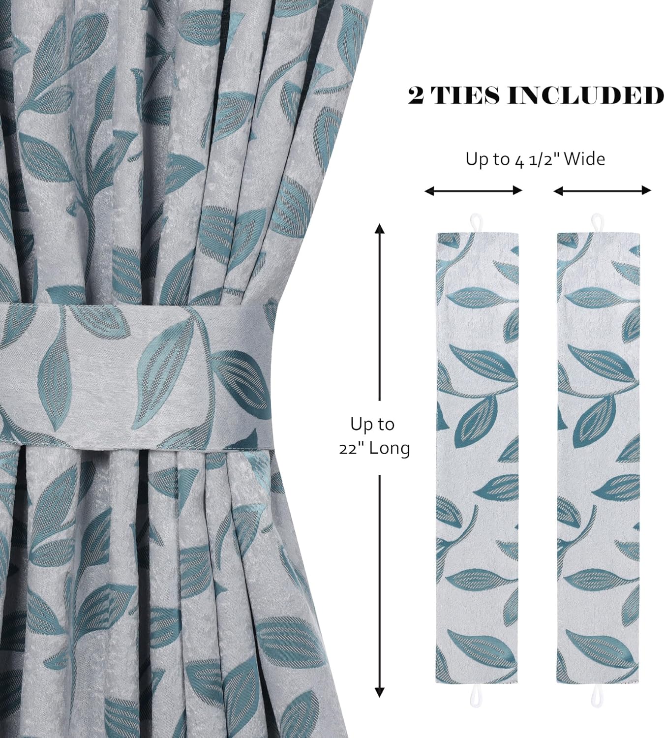 Superior Semi Blackout Curtains - Modern Leaves - 70" x 84" - Grommet Header - Thermal Insulated, Sun Blocking & Room Darkening Drapes for Bedroom, Living Room - Set of 2 Panels - Teal