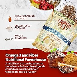 Barlean\'s Organic Flax Chia Coconut Seed Blend with 2,330 mg Omega 3 Fatty Acids, Fiber Supplement with Whole Chia Seeds and Ground Flaxseed, 12 oz