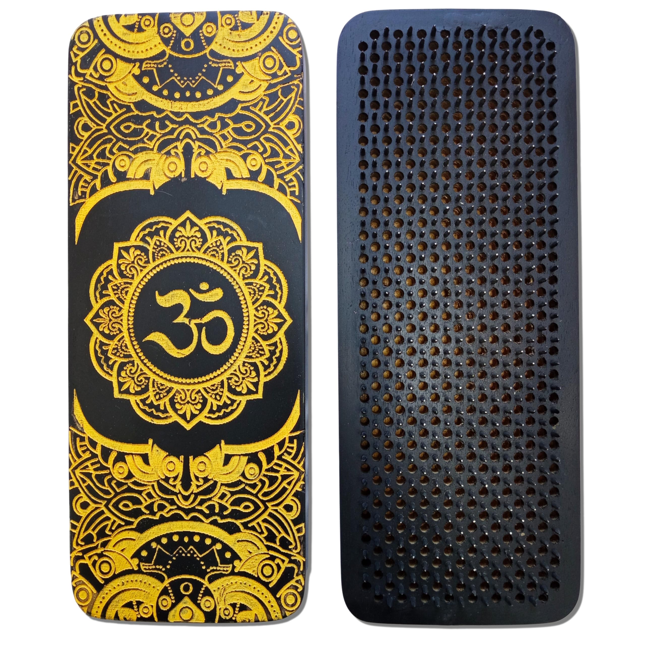 Sadhu Board tablica do paznokci z ciemnego drewna mango ze złotymi akcentami, 100% ręcznie wykonana, 3 rozmiary: 10 mm, 12 mm i 15 mm, ćwiczyć jogę, rozluźnia napięcia