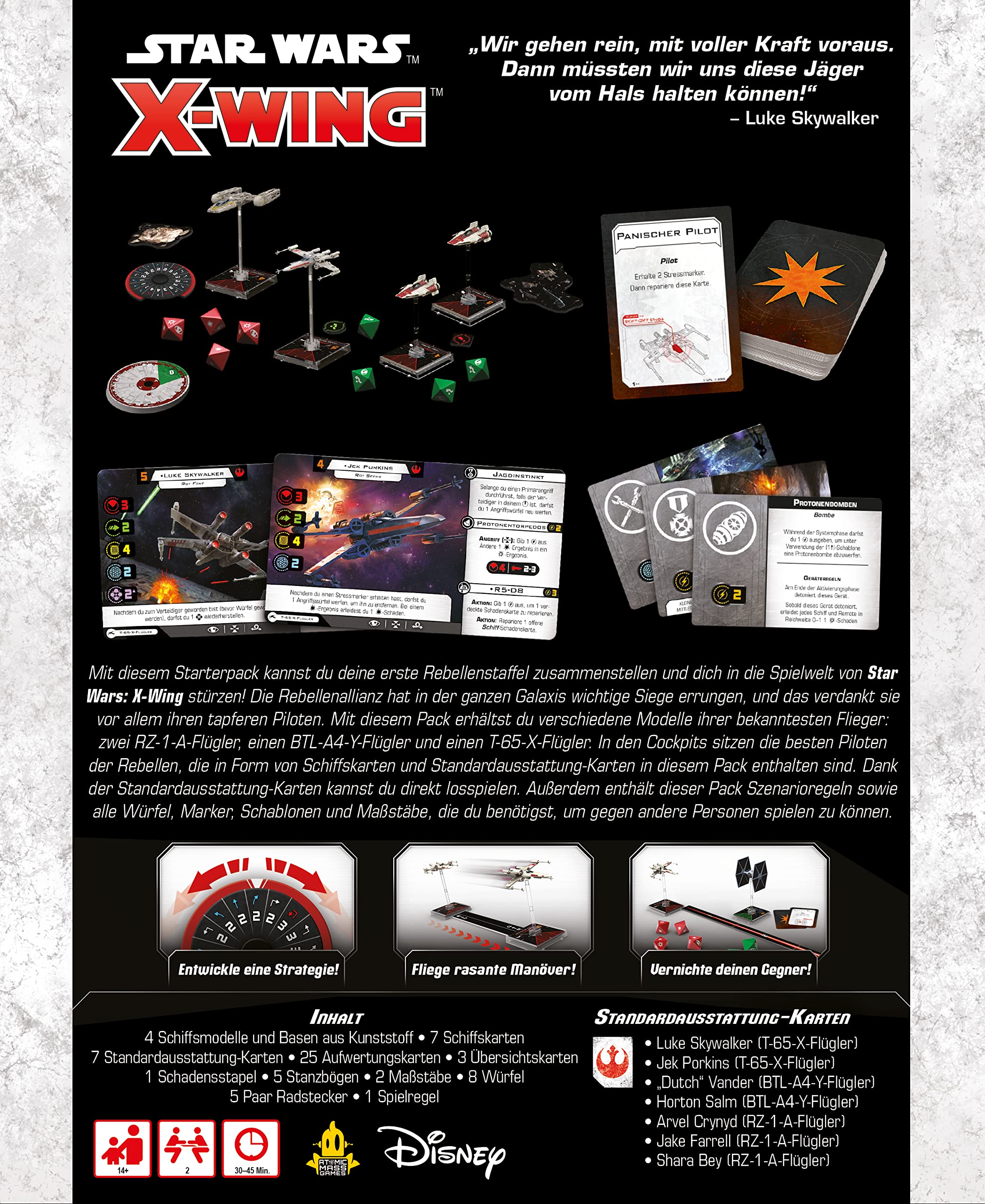Atomic Mass Games, Star Wars: X-Wing 2. Edition – Rebelianz, zestaw startowy sezonu, dla 2 graczy, od 14 lat, 30-45 minut, niemiecki, wielokolorowy, kolorowy