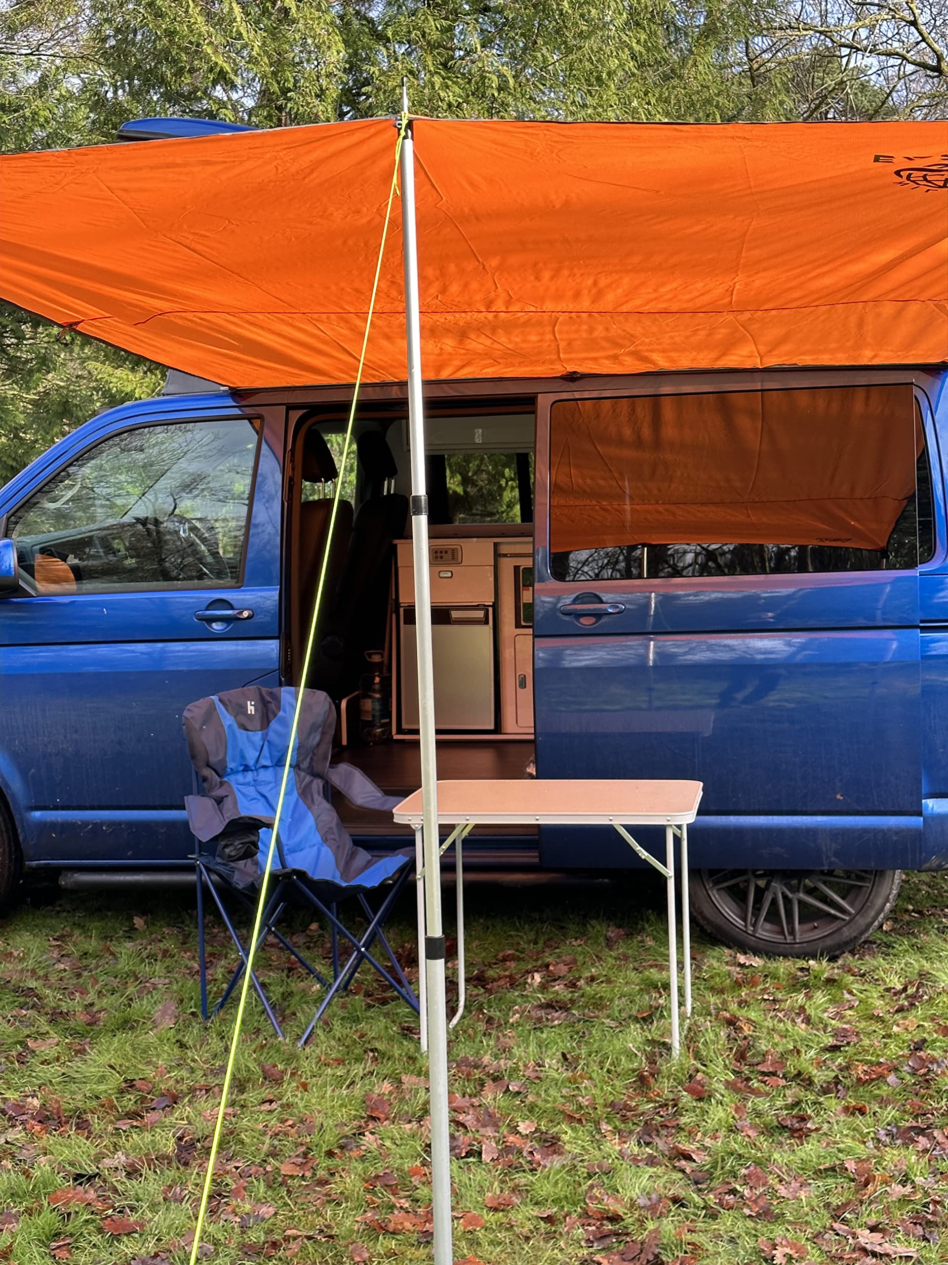Wild Earth Sonnendach Markise für VW Camper Van Wohnmobil 2,4 m x 3 m Burnt Orange 3 Stangen Design