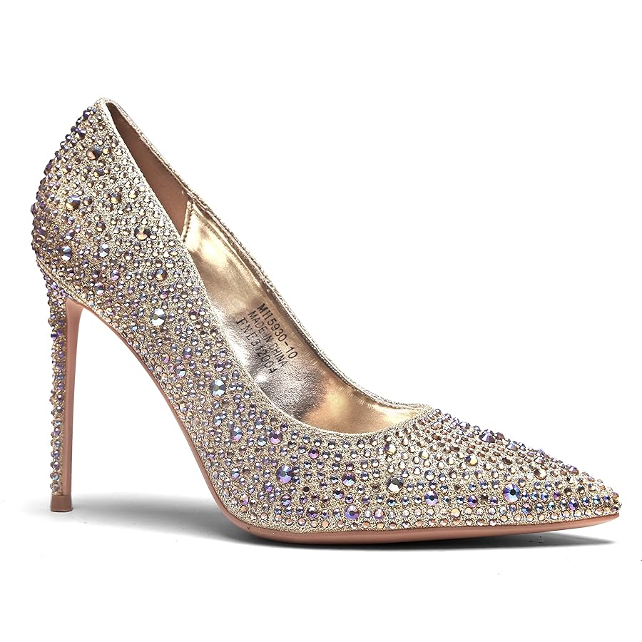 【COLOR iN ID】enamel stiletto heels Icicle Silver Extreme Jeweled Ankle Strap Pointed Toe