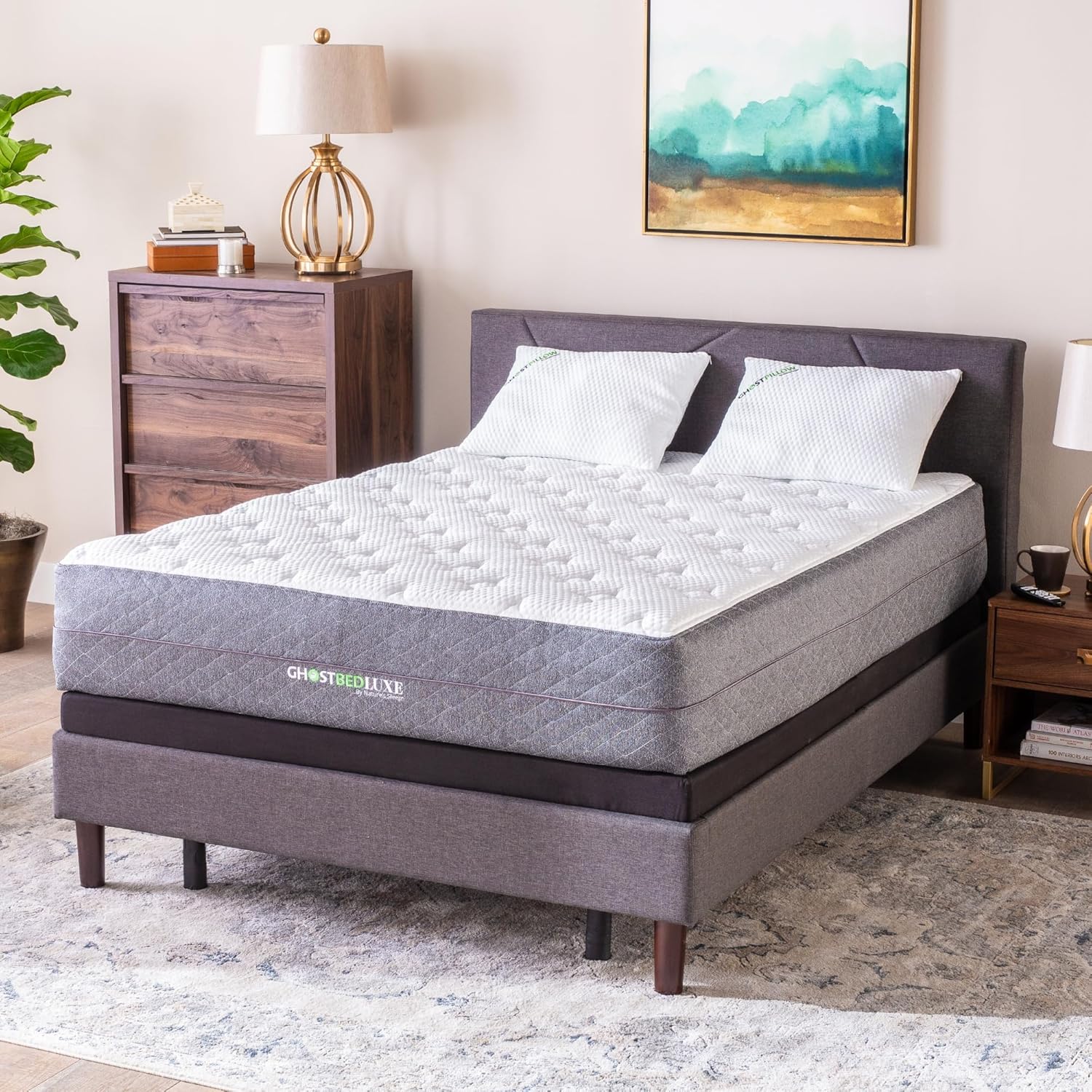 GhostBed Luxe 13 Inch Memory Foam Mattress - Cooling Technology & Comforting Pressure Relief, Full White Full Mattress Only - Image 1 of 9