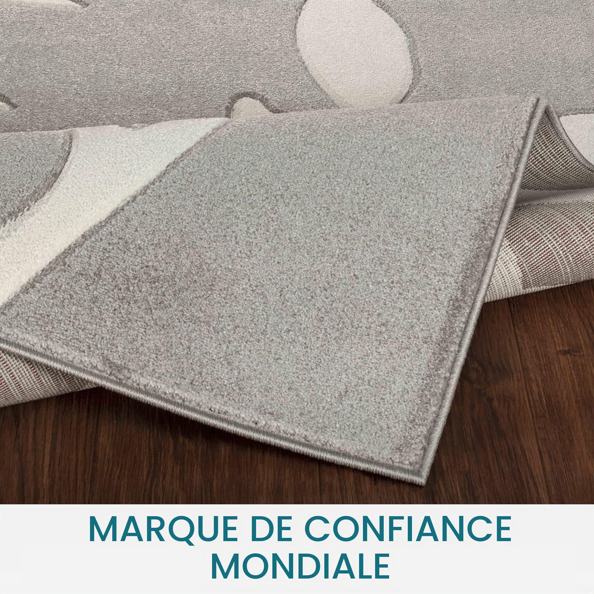 Livabliss Dijon Tapis Abstrait pour Salon, Salle à Manger, Salon, Cuisine, Chambre à Coucher - Tapis Moderne à Poils Moyens - Doux et Luxueux - Facile d'entretien - Gris Rouge et Blanc - 120 x 170 cm