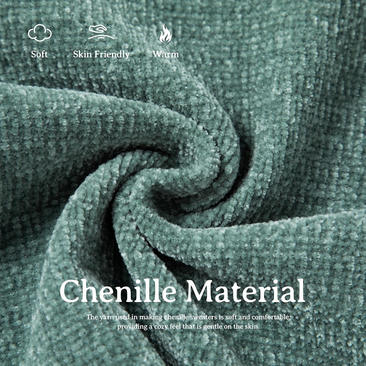 Simple&Opulence Women's Chenille Sweater Crewneck Long Sleeve Pullover Ribbed Cuff Hem Round Neck Jumper Tops - Image 5