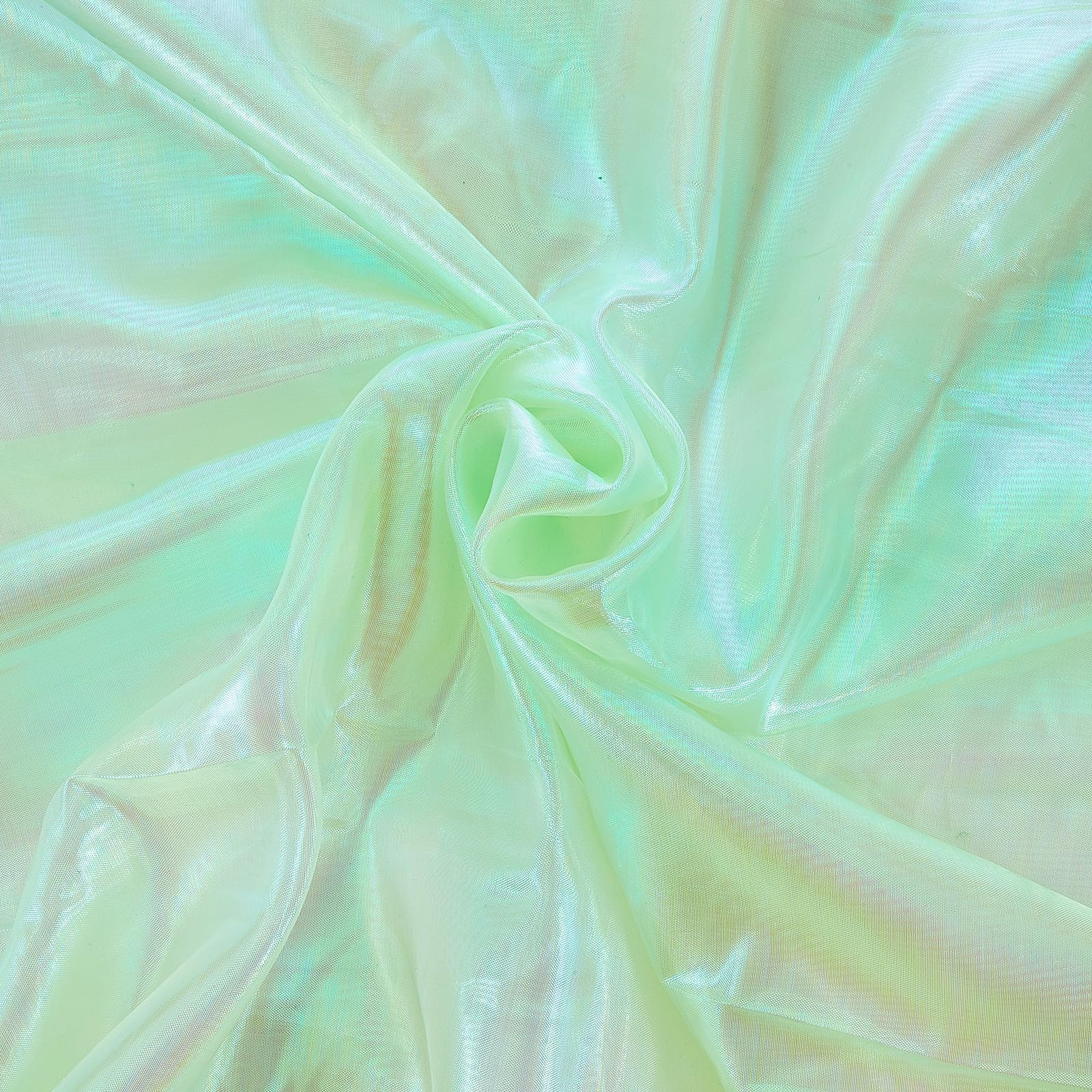Ganeen 11 Yard Iridescent Fabric Organza Fabric Sheer 59 Inches Wide Rainbow Laser Gradient Lace Holographic Gauze for DIY Dress Curtain Costume Background Wedding Halloween Party Decor (Light Green)