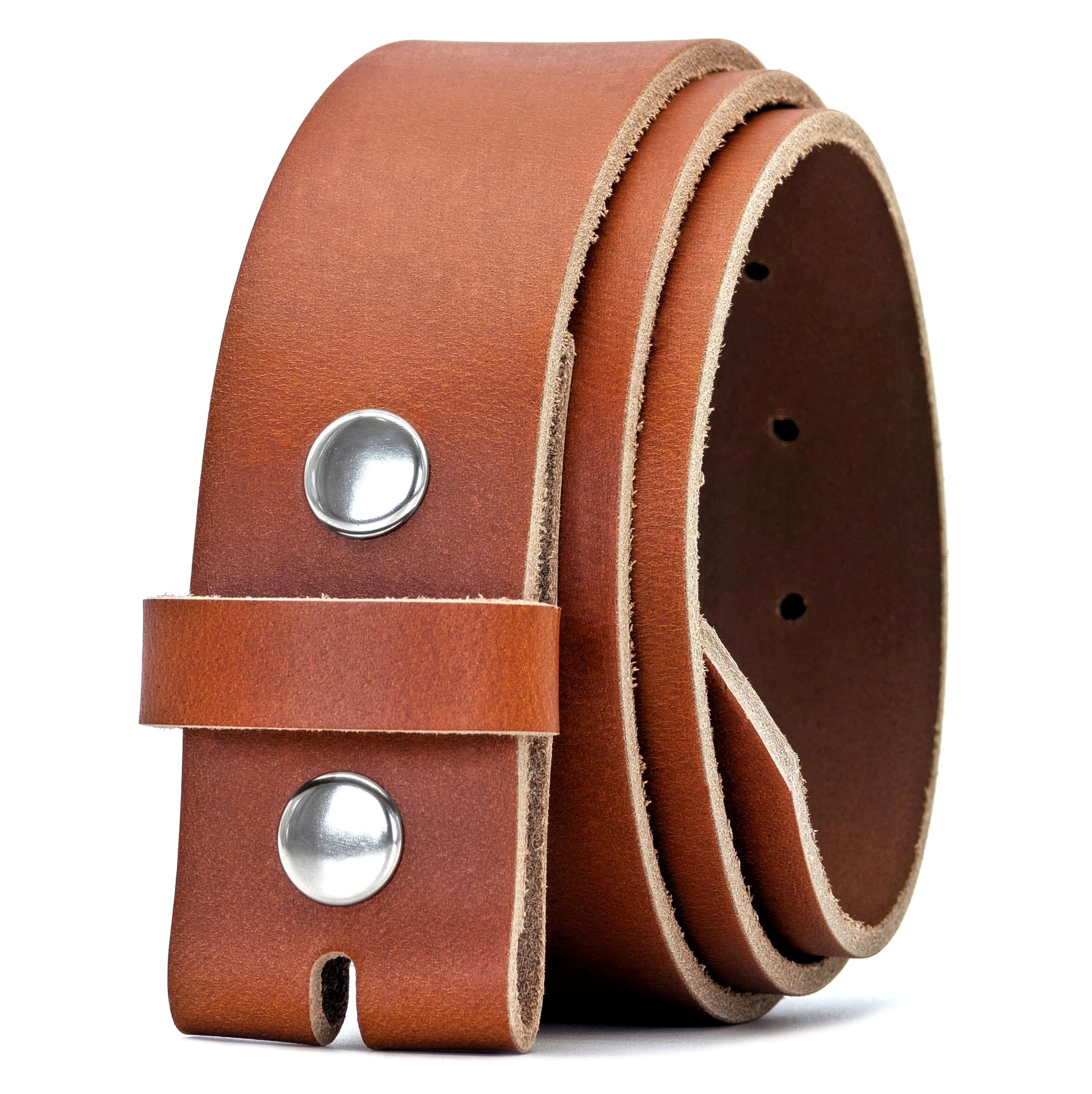 Ashford Ridge 40mm Full Grain Hide Leather Snap On Belt - Made in England (5XL (48" - 52" Waist), Tan)