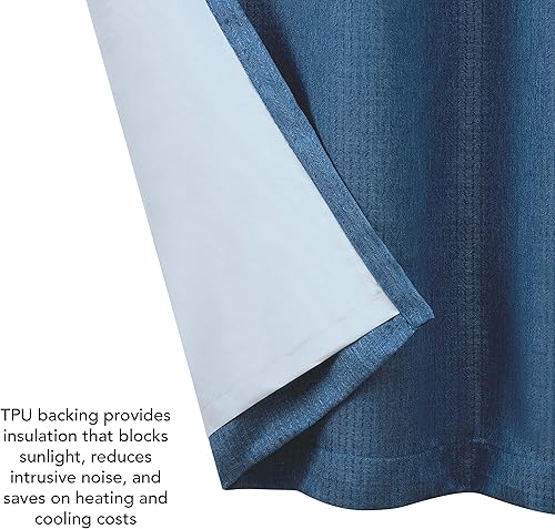 Miniatura 7 de Creative Home Ideas Cortinas opacas (2 paneles, 50 x 84 pulgadas, azul) Cortinas con aislamiento térmico para oscurecer la habitación con alzapaños,