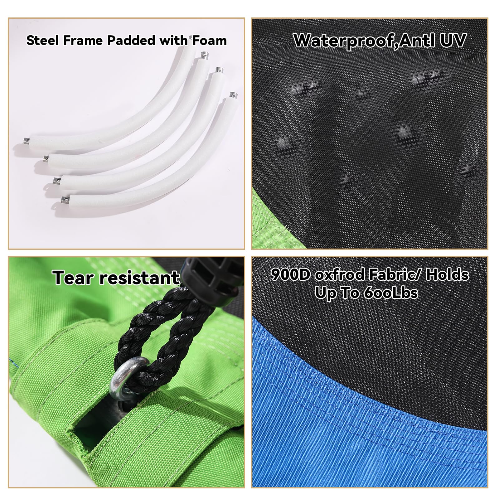 monleelnom Saucer Tree Swing for Kids,700Lb Weight Capacity, Waterproof Oxford Fabric Platform Swing Seat with Adjustable Ropes for Children (Rainbow)