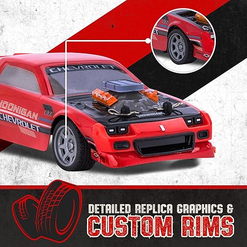 Miniatura 6 de Flybar Hoonigan Camaro - Auto a control remoto para niños - Coche RC, autos de carreras, 3.7V, 2.4 GHz, diseño de réplica detallada, batería