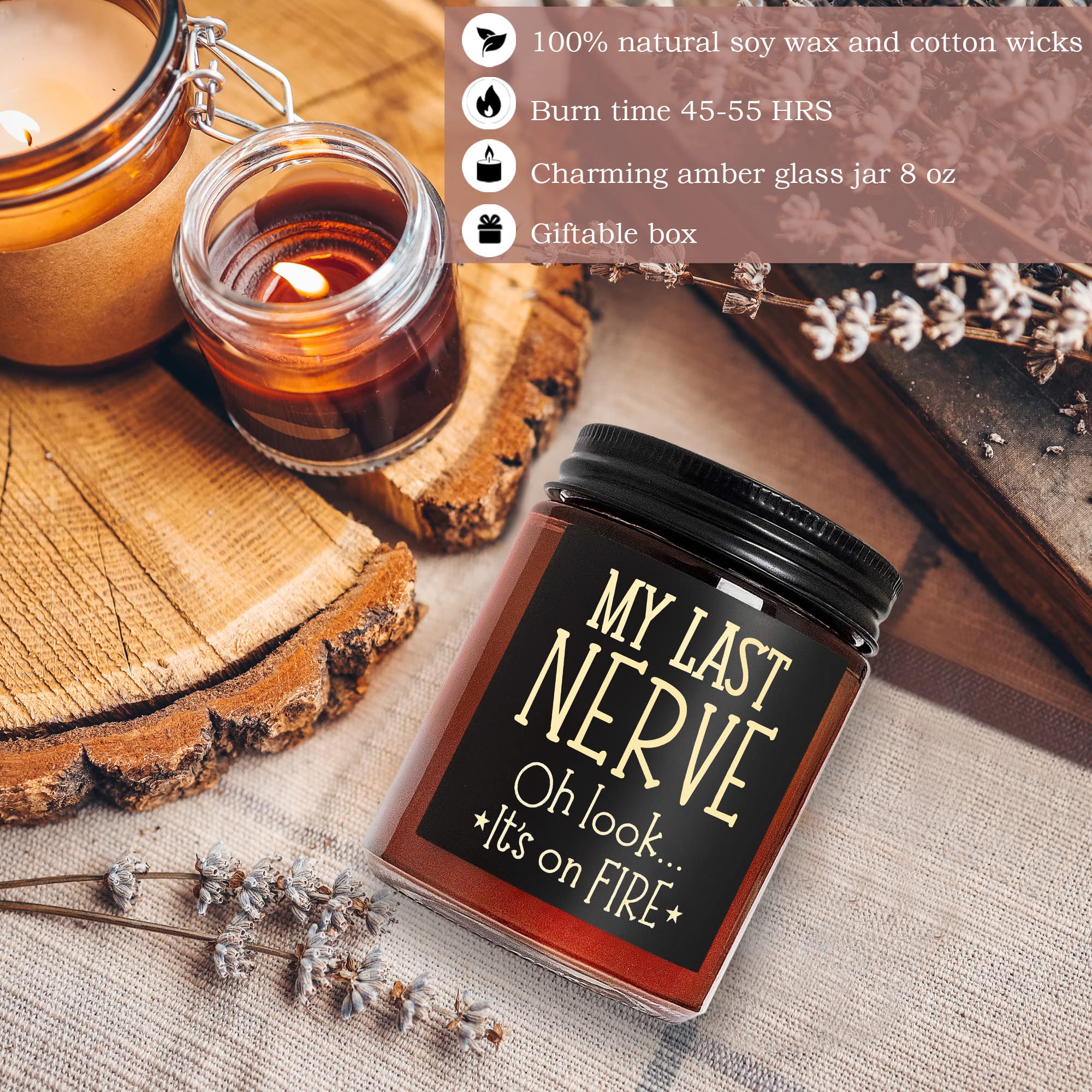 My Last Nerve Candles - Candela di soia naturale per donne e uomini, divertente regalo di compleanno, rilassante e antistress, regalo per lei, moglie, marito, fidanzato, collega, capo,