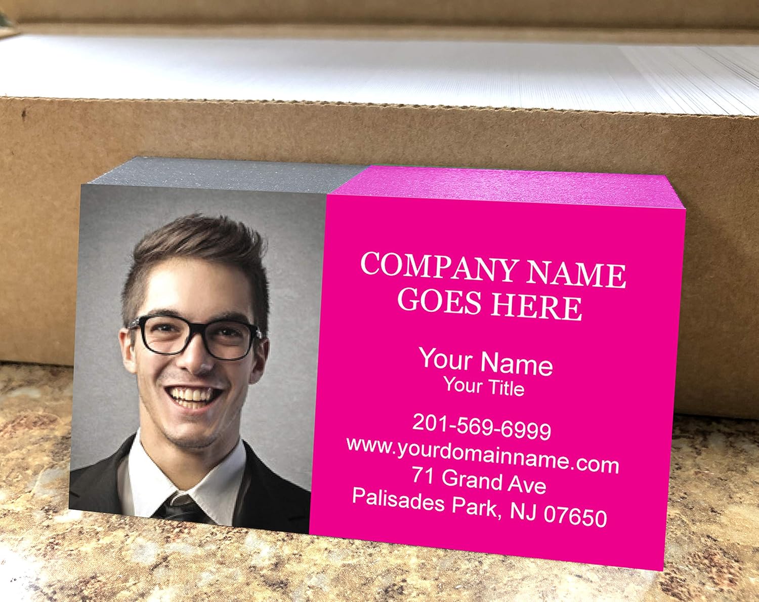 Custom Business Card with Picture or Logo, 2sides Printing, 16pt cover (350gsm-Thick paper), MADE IN U.S.A. (Matte Finishing, Sand)