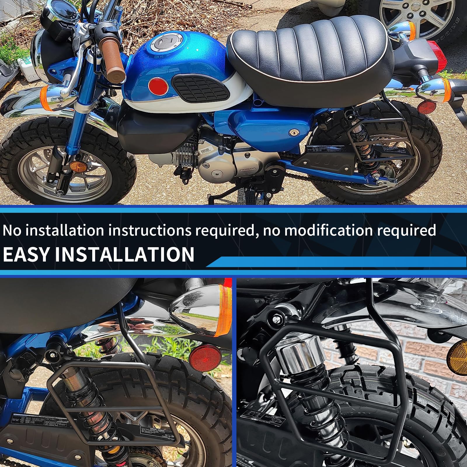 Motorrad-Kofferhalterung für die Linke Seite, Halterung für die Linke Satteltasche, Schutzhalterungen, Befestigungssatz für Seitentaschen, kompatibel mit Honda Monkey 125 Z125 2018-2025