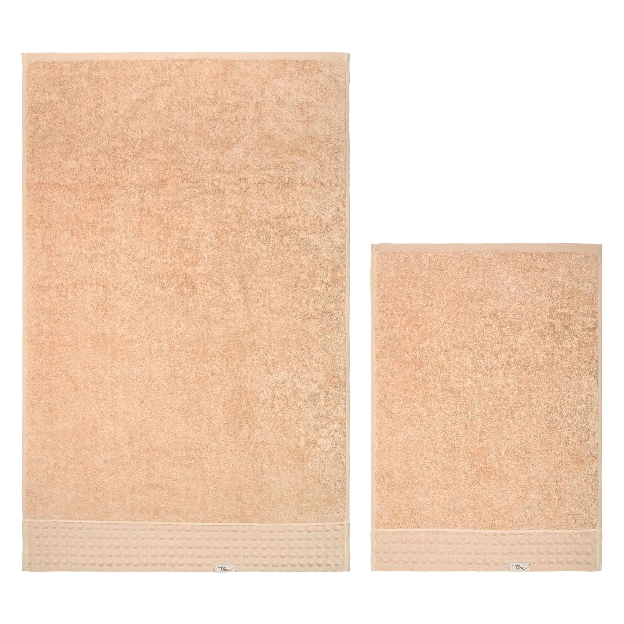 THUN Set 2 asciugamani tortora, 100% cotone, Collezione Iconic Elengance, 40 x 60 cm, 60 x 100 cm