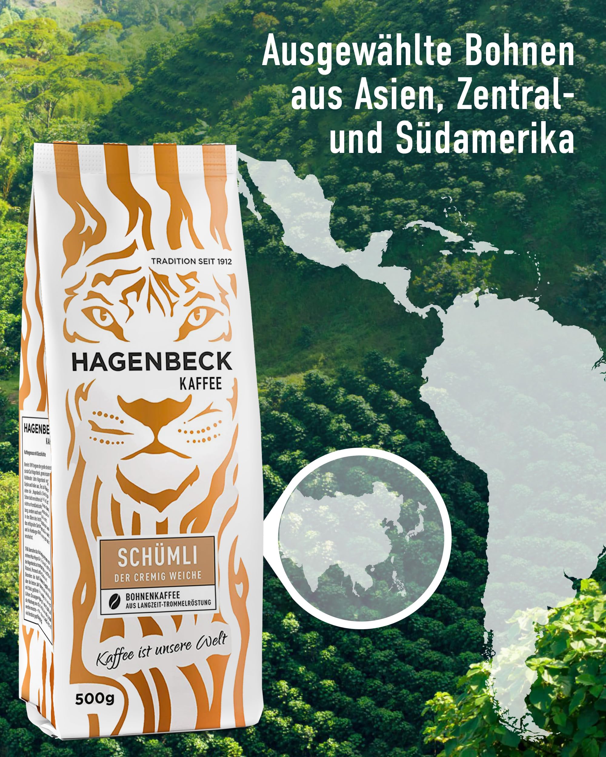 Hagenbeck Schümli Kaffee 500g | Ganze Kaffeebohnen | 100% Arabica | Vollmundig & aromatisch | Norddeutsche Röstung