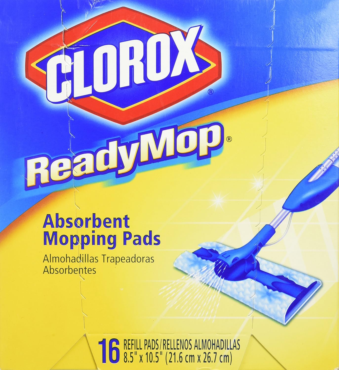 Clorox ReadyMop Absorbent, 16 Refill Mopping Pads, 8.5" x 10.5"