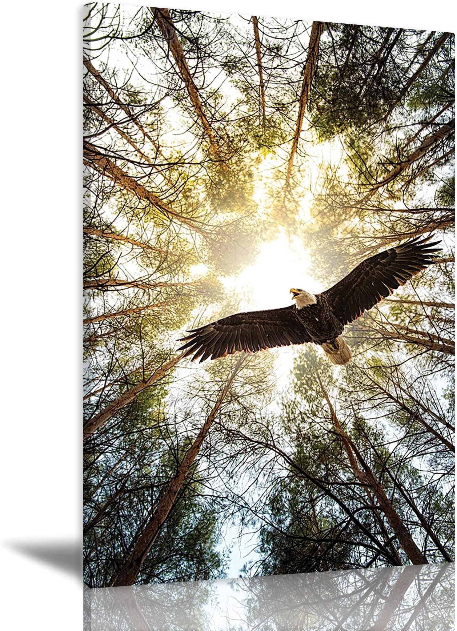 Canvas Print Wall Art Eagle Flying In The Forest Art Paintings for Wall Bird Picture Artwork Wall Decor Modern Home Decoration For Bedroom Living Room Stretched and Framed Canvas Ready to Hang