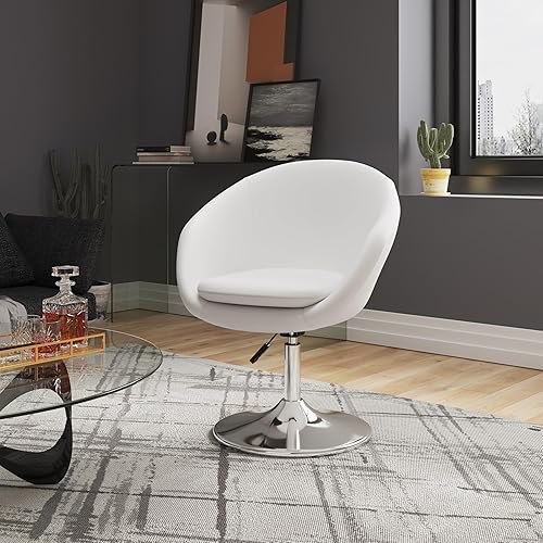 Miniatura 3 de Manhattan Comfort Hopper Silla giratoria ajustable con giro de 360, asiento tapizado, base de cromo pulido, diseño moderno de cuenco para oficina en