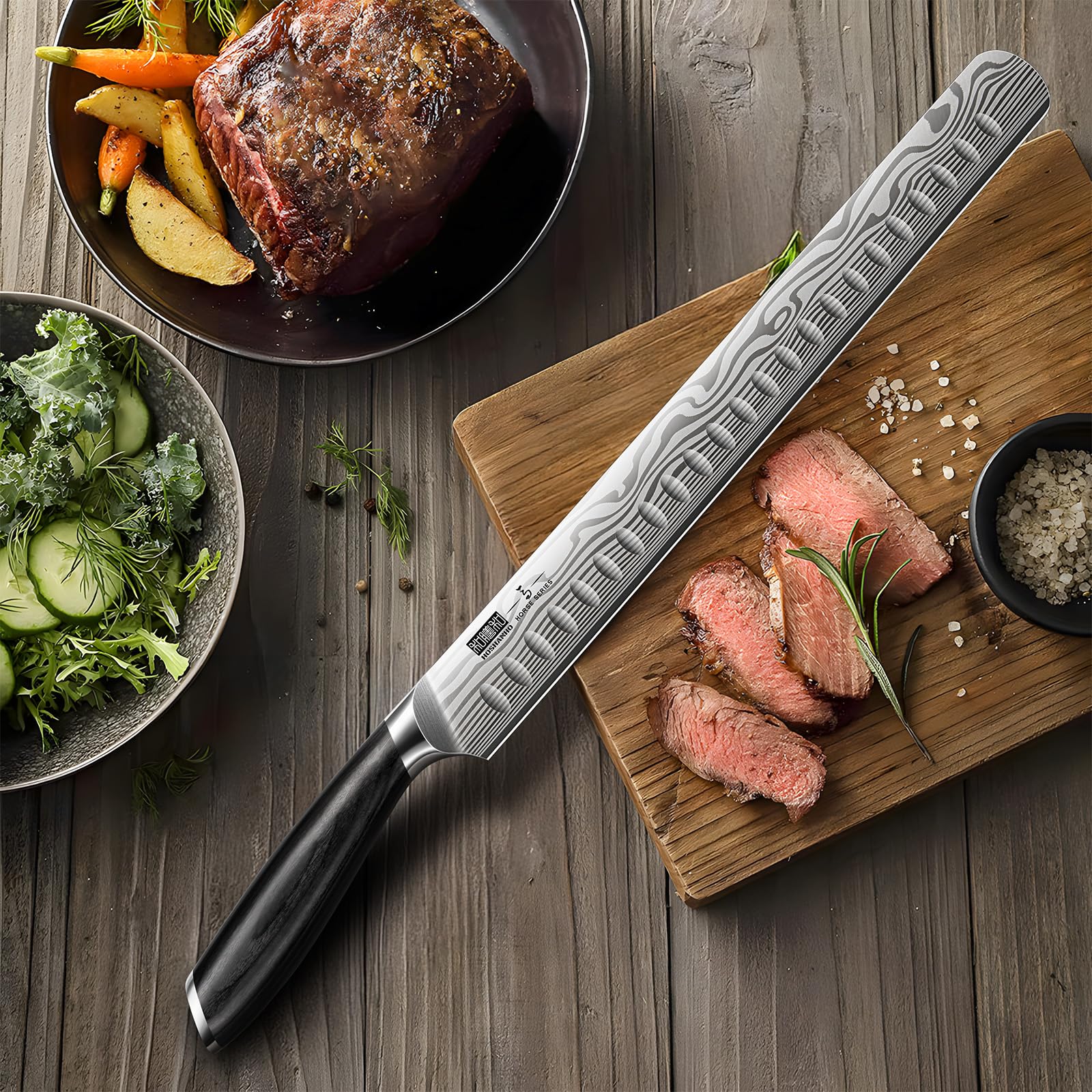 HOSHANHO 12 Inch Slicing Kinfe, Razor Sharp Brisket Knife, Pakkawood Handle — Amazon image 7