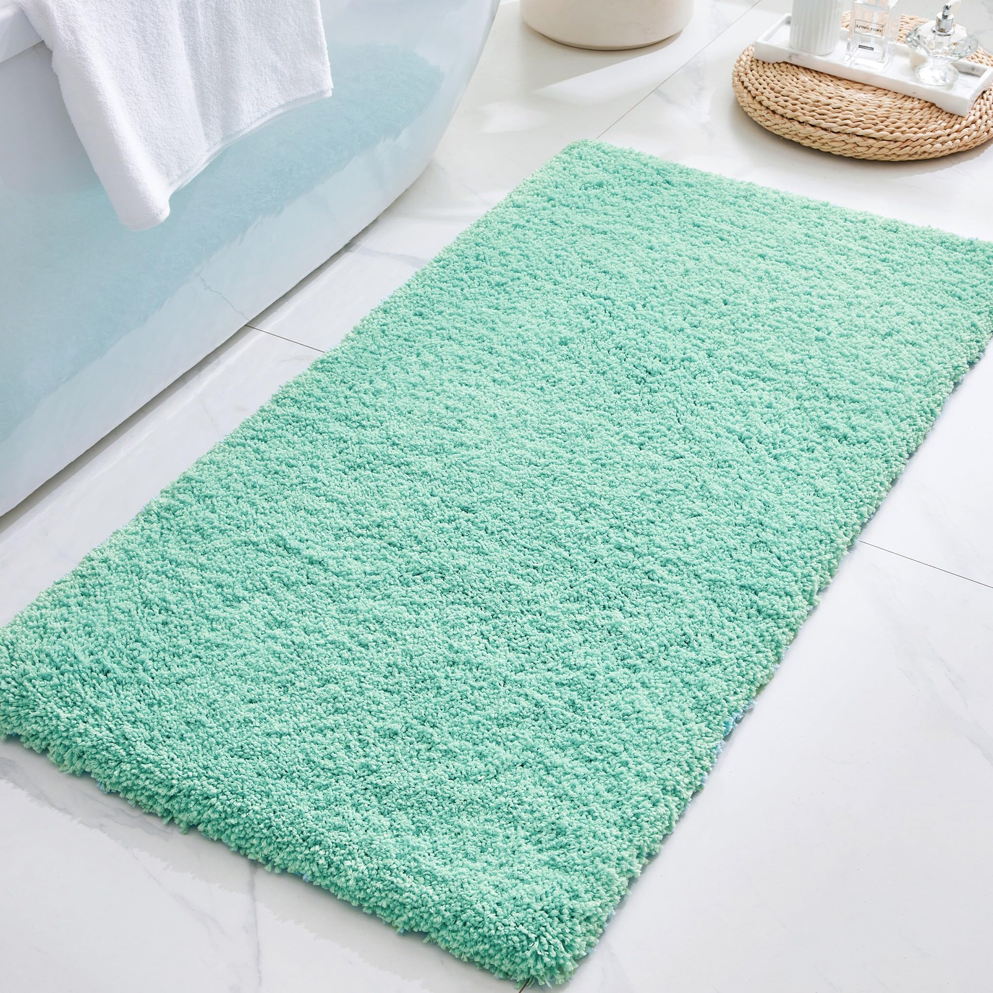 Bathroom Rugs 48" × 24" , Extra Soft Absorbent Microfiber Bath Rug,Spa Blue