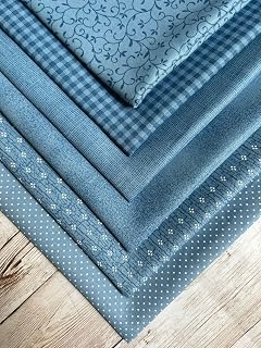 Tecido Tricoline 100% alg. 6 paninhos medindo 50x75 cm. Kit Basics Jeans