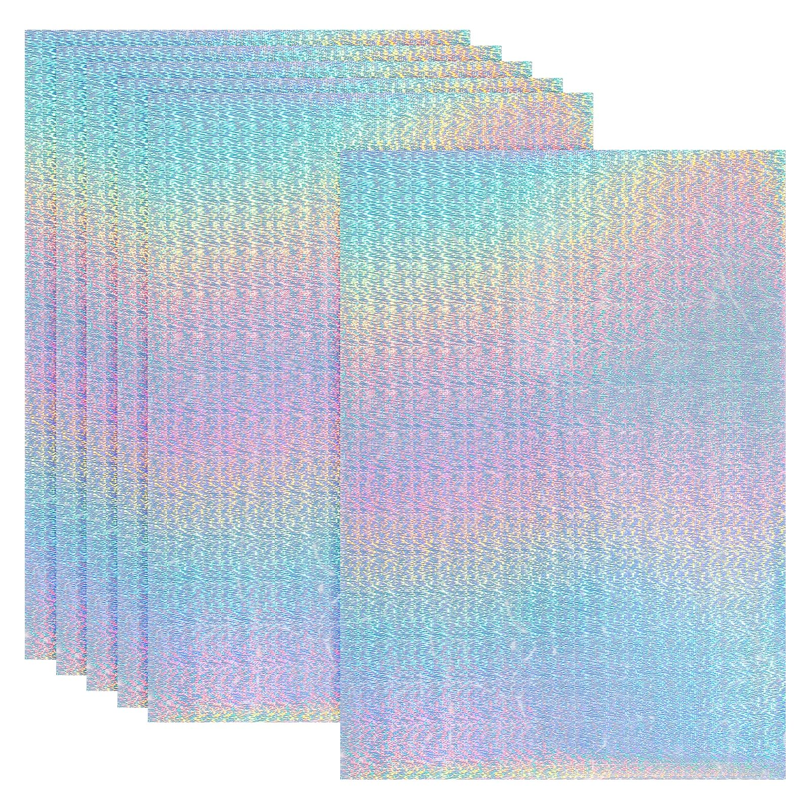 PATIKIL 12x8 Inch Printable Holographic Sticker Paper, 6 Sheets Vinyl Sticker Paper A4 Waterproof Quickly Sticker for Laser Printer Inkjet Printer, Micro Dot Pattern