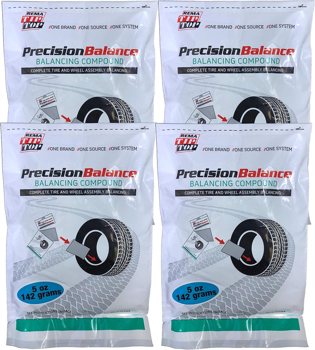 Rema Tip Top 4 PrecisionBalance Tire Balancing Compound Beads Kits - Drop in Bags - (5 oz. / 142 Grams) - (4 Kits)