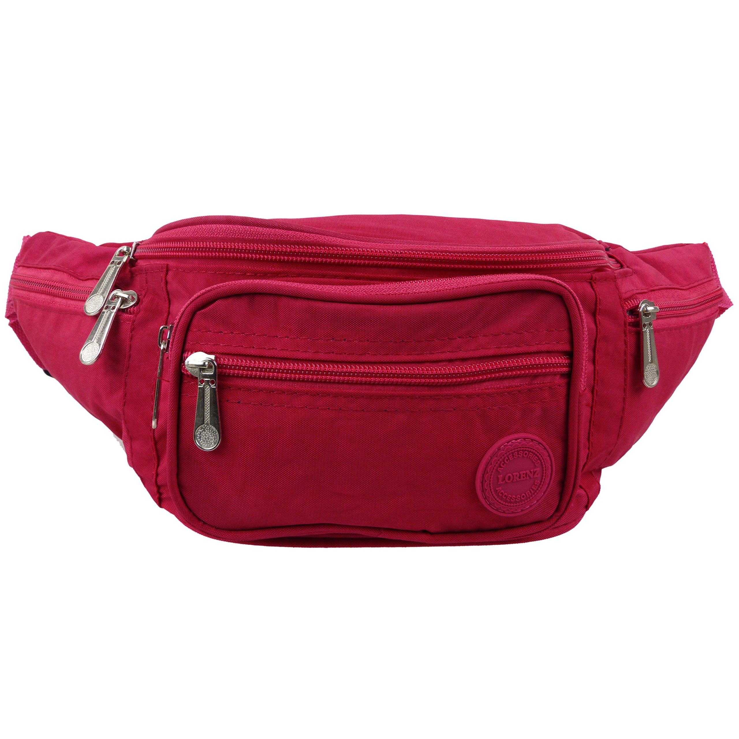 Lorenz Mens Ladies Crinkled Nylon Bum Bag (Cerise)