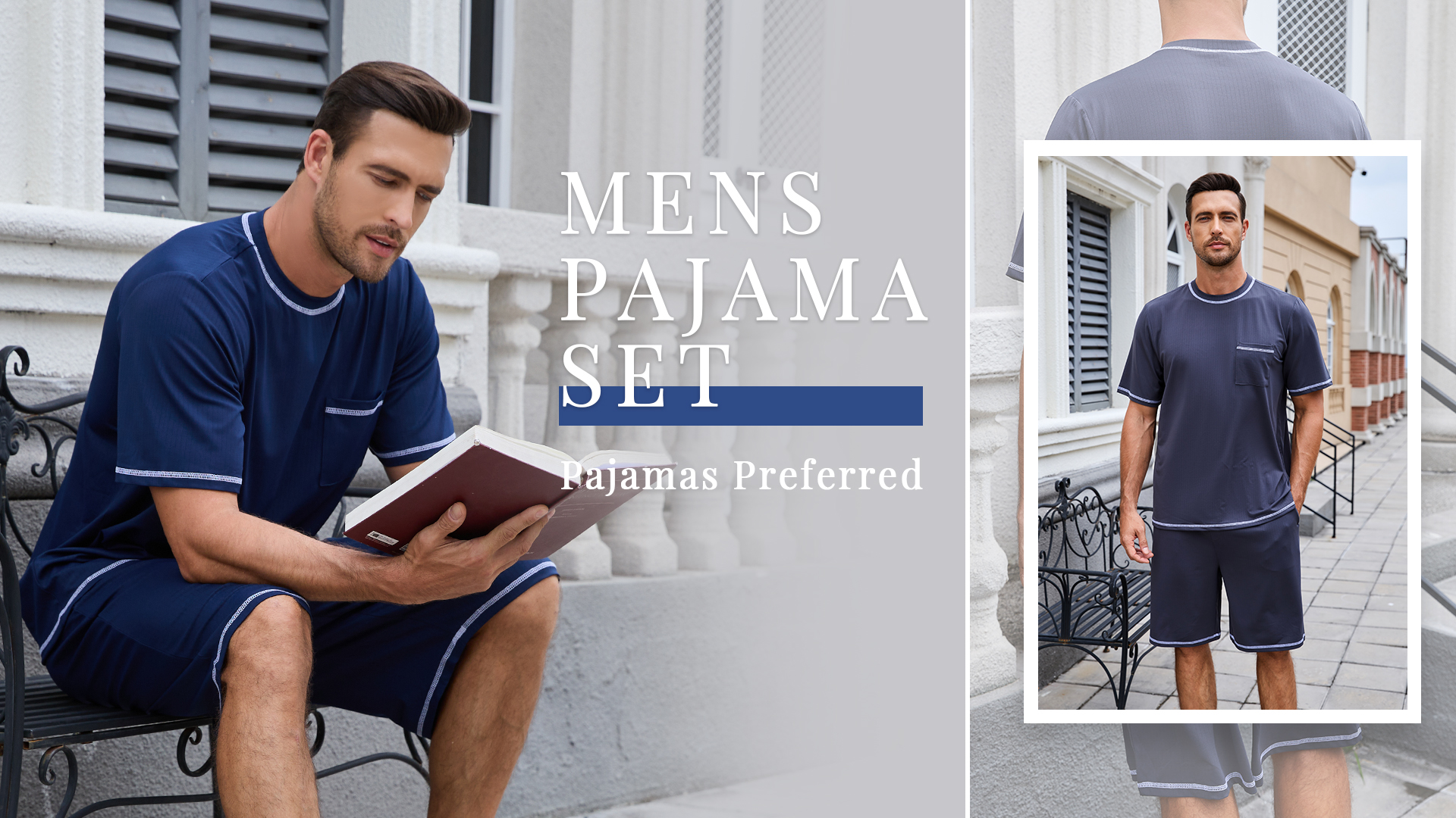 Mens Pajama Set, Soft Short Sleeve Lounge Set Jamaica