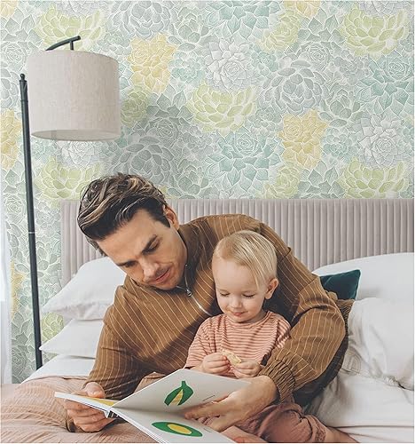 Miniatura 2 de Mr. Kate RMK12313RL - Papel tapiz para plantas suculentas, color verde, amarillo