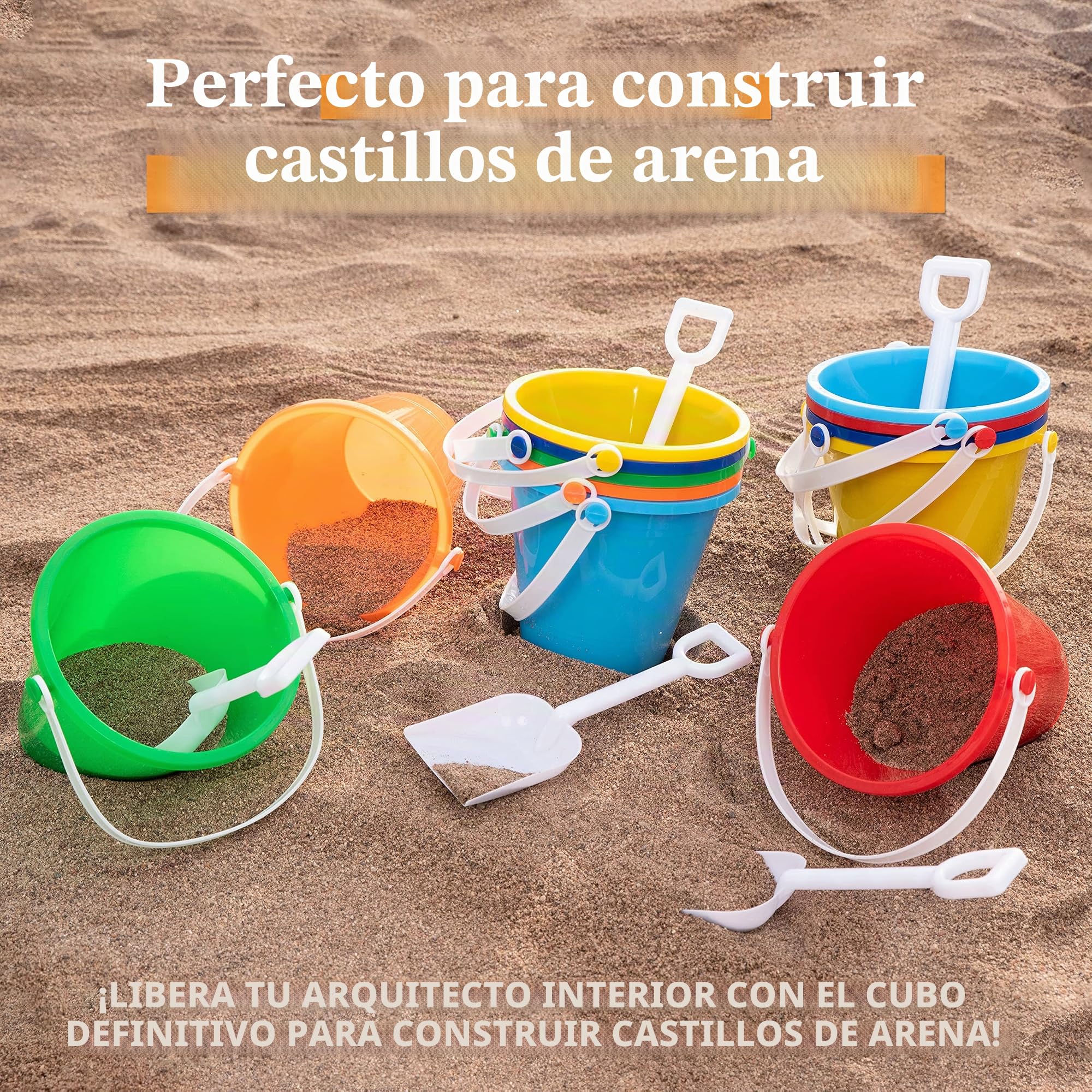Sloosh 12 Juegos de Cubos de Arena con Palas para Niños Cubos de Playa Juguetes Regalos para Fiestas Juego de Cubos de Plástico con Asas