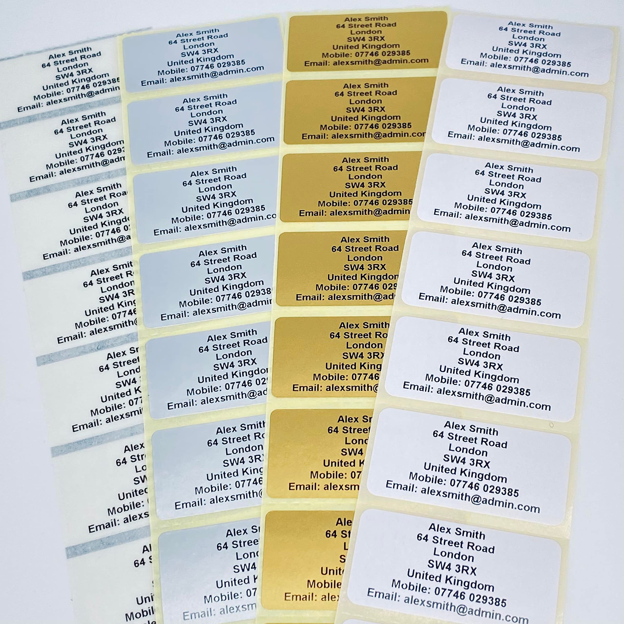 Namemark Address Stickers, Self Adhesive Labels, 50mm x 25mm, Available in White, Gold, Clear or Silver, Personalise with up to 7 Lines of Text (5000)