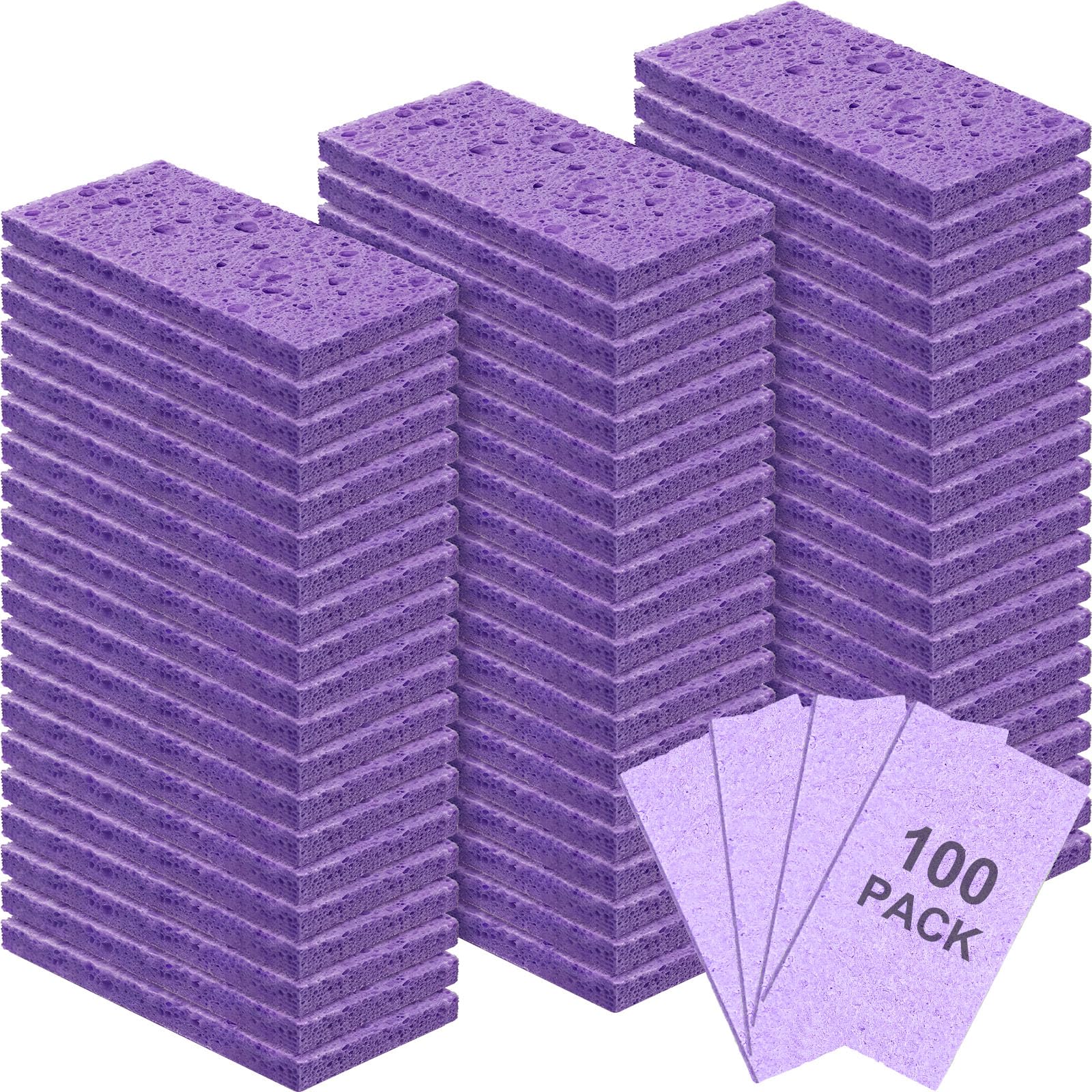Zhengmy 100 Pcs Sponges Bulk Sponges Kitchen Compressed Sponge, Purple