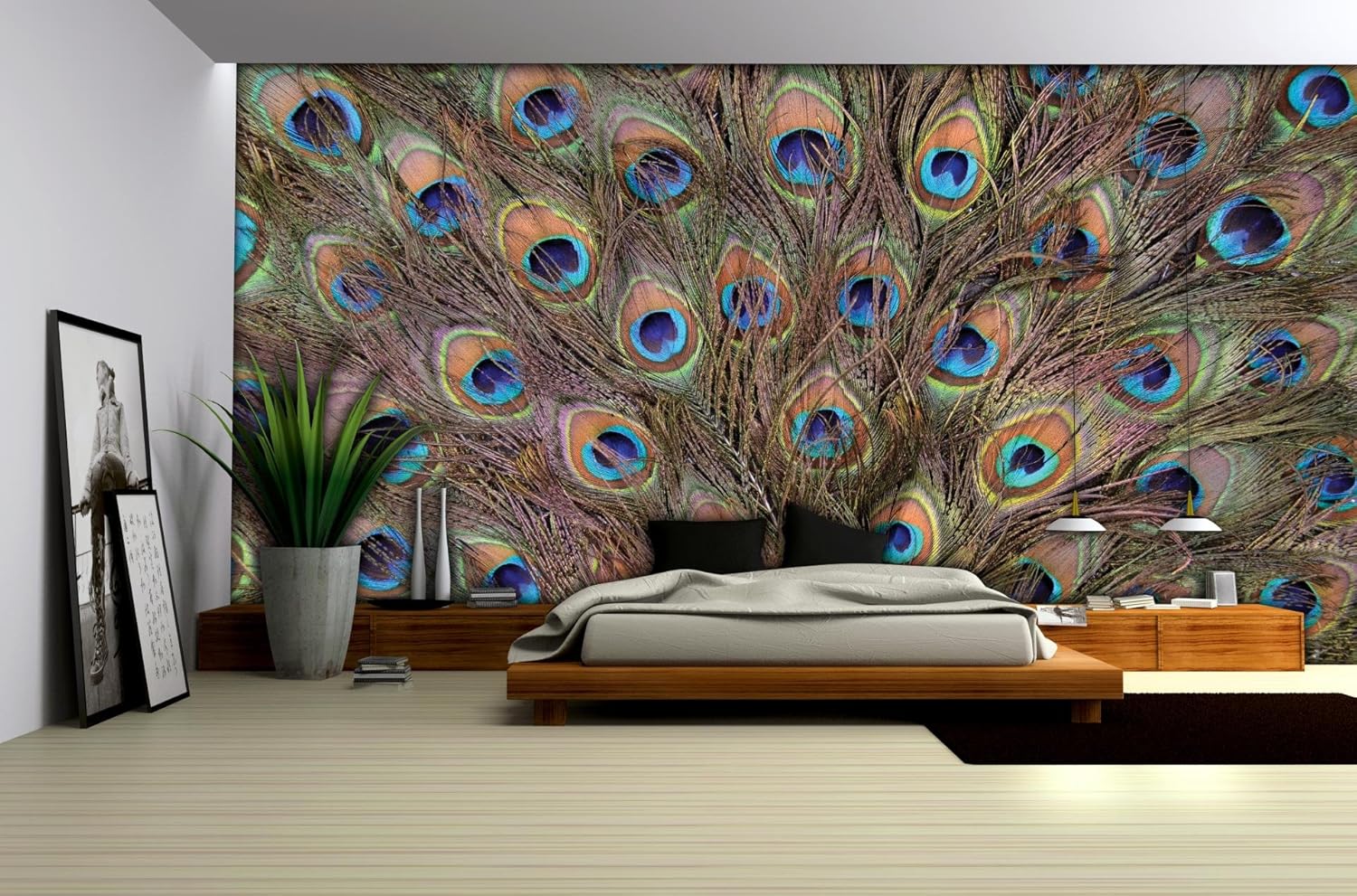 Photo Wallpaper Murals 'PEACOCK FEATHERS' Wall Mural Photo