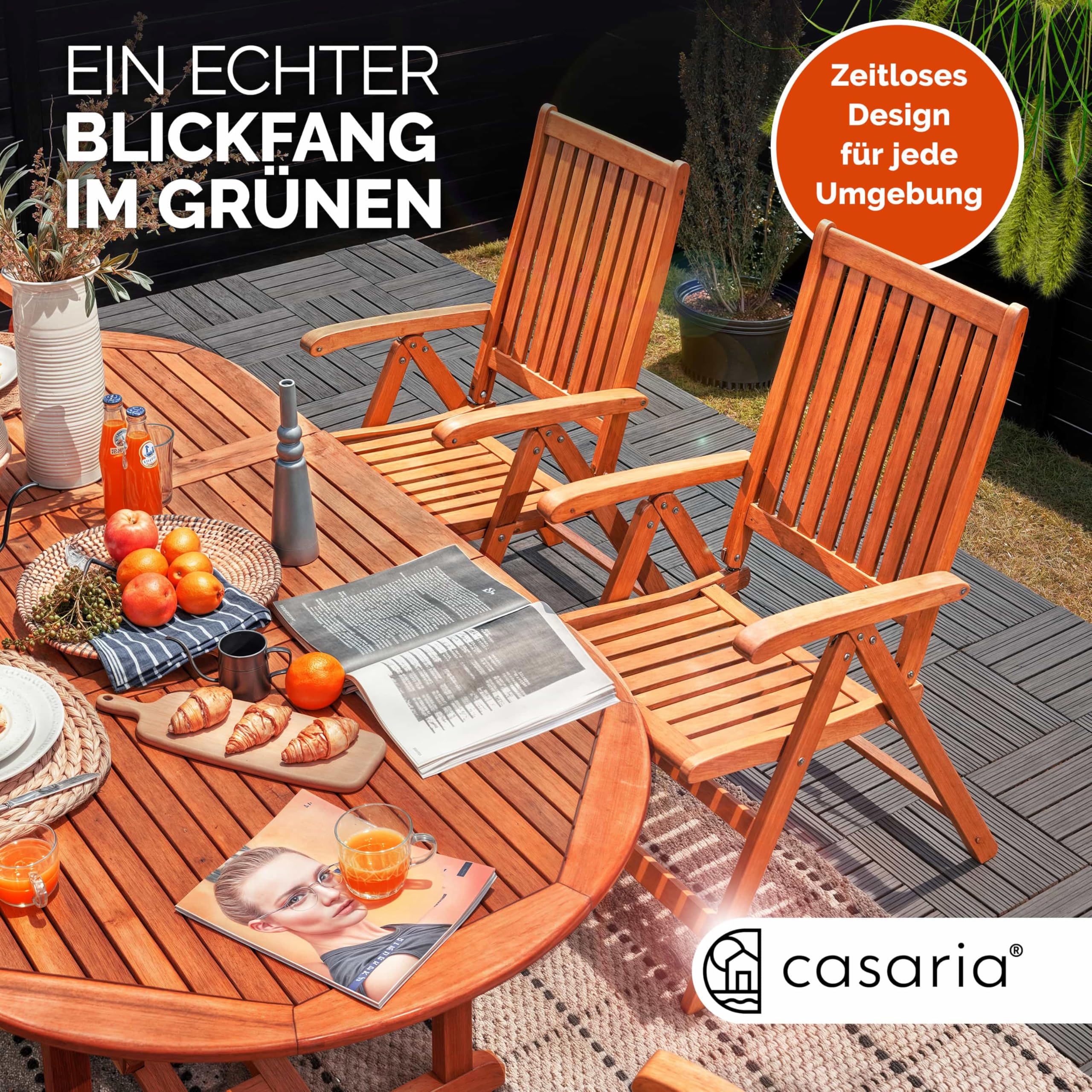 Casaria® Gartentisch Wetterfest Klappbar FSC®-Zertifiziert Holz Schirmständer 160x85cm 80kg Belastbarkeit Balkon Garten Terrasse Tisch Klapptisch Balkontisch Akazie