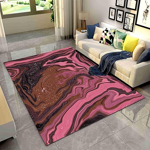Miniatura 25 de Alfombra abstracta de mármol rojo y negro, 6 x 8 pies, alfombra de lujo con textura de piedra negra dorada, alfombra suave y transpirable para