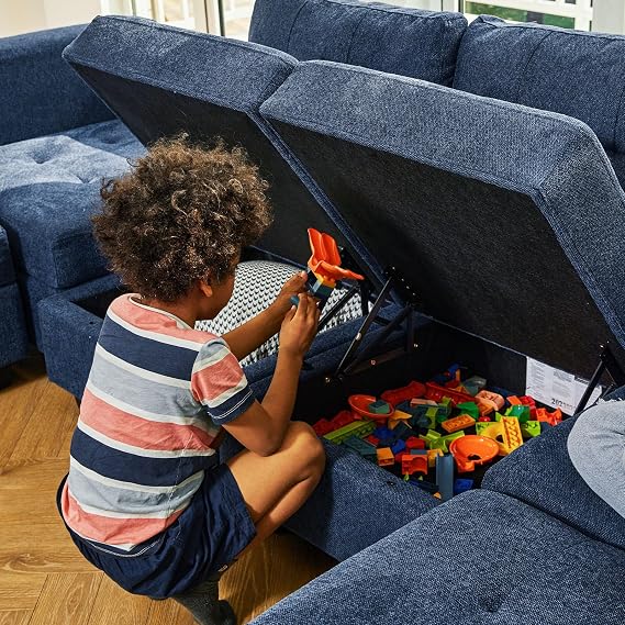 Belffin Oversized Modular Sectional Sofa with Reversible Chaise Convertible Sectional Modular Sofa Couch with Ottoman U Shaped Sectional Set with Storage Seats Blue