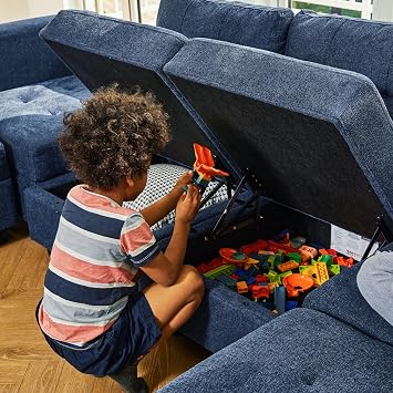 Belffin Oversized Modular Sectional Sofa with Reversible Chaise Convertible Sectional Modular Sofa Couch with Ottoman U Shaped Sectional Set with Storage Seats Blue