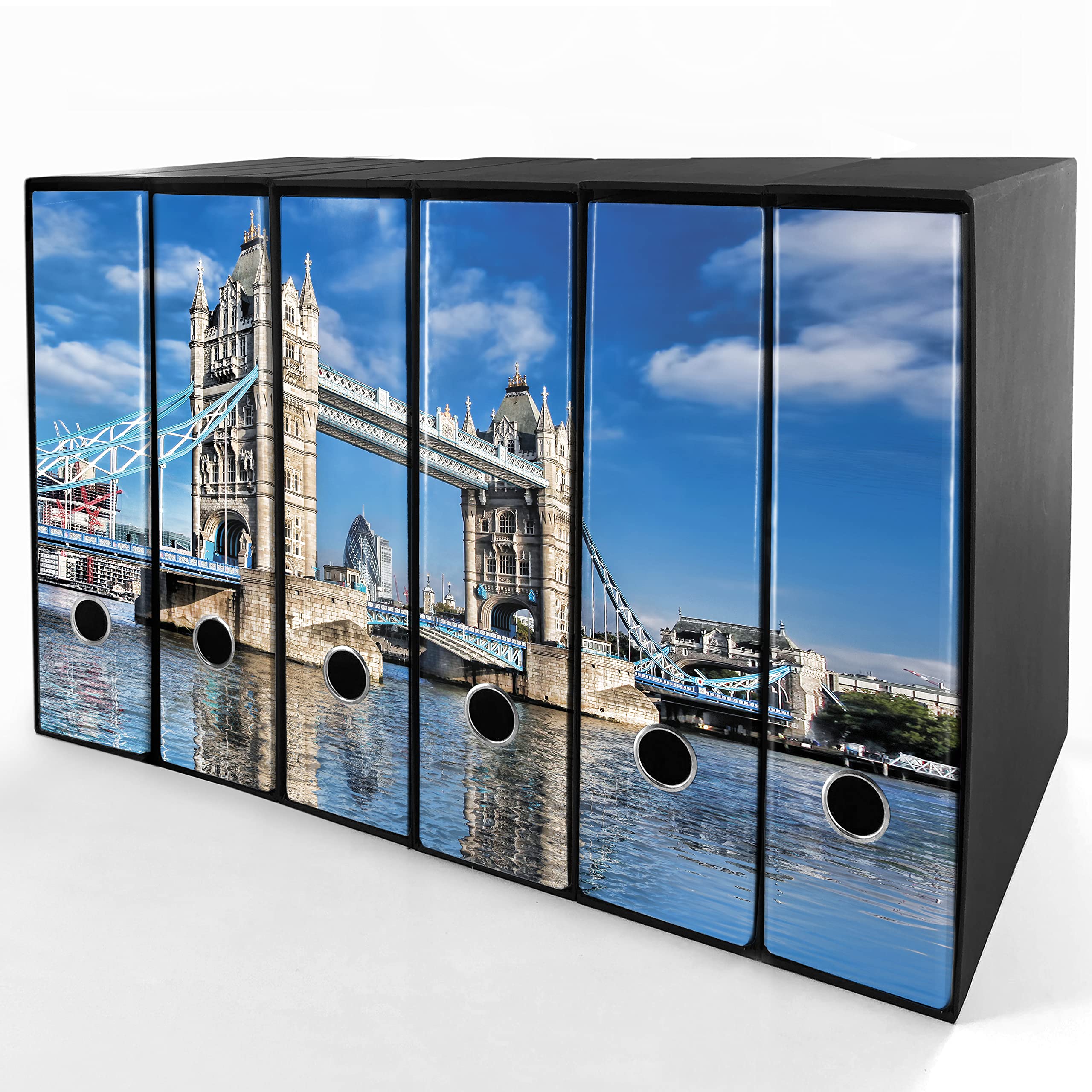 Set da 6 raccoglitori ad anelli LONDRA - Faldoni SHAREPRINTING (H34 con 4 anelli)