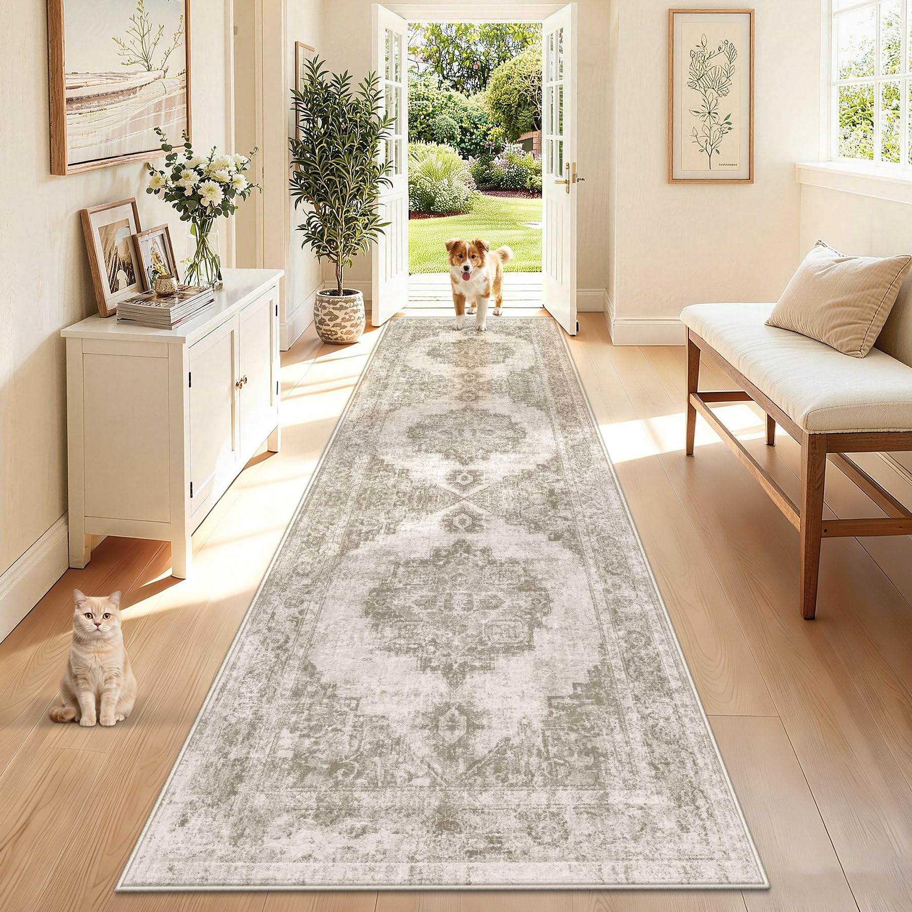 Photo 1 of Aoyaomi Runner Rug 2'x8' - Washable, Non-Slip, Vintage Medallion