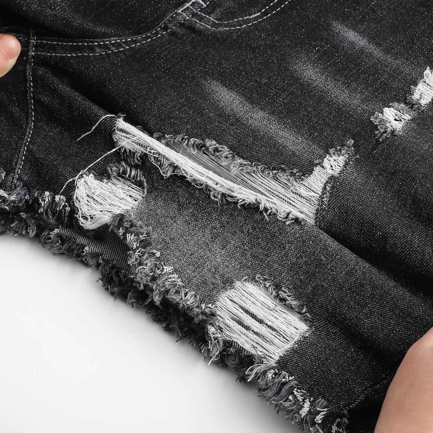 THUNDER STAR Stretchy Jean Shorts for Women Mid Rise Distressed Denim Shorts Ripped Casual Summer Shorts - Image 6