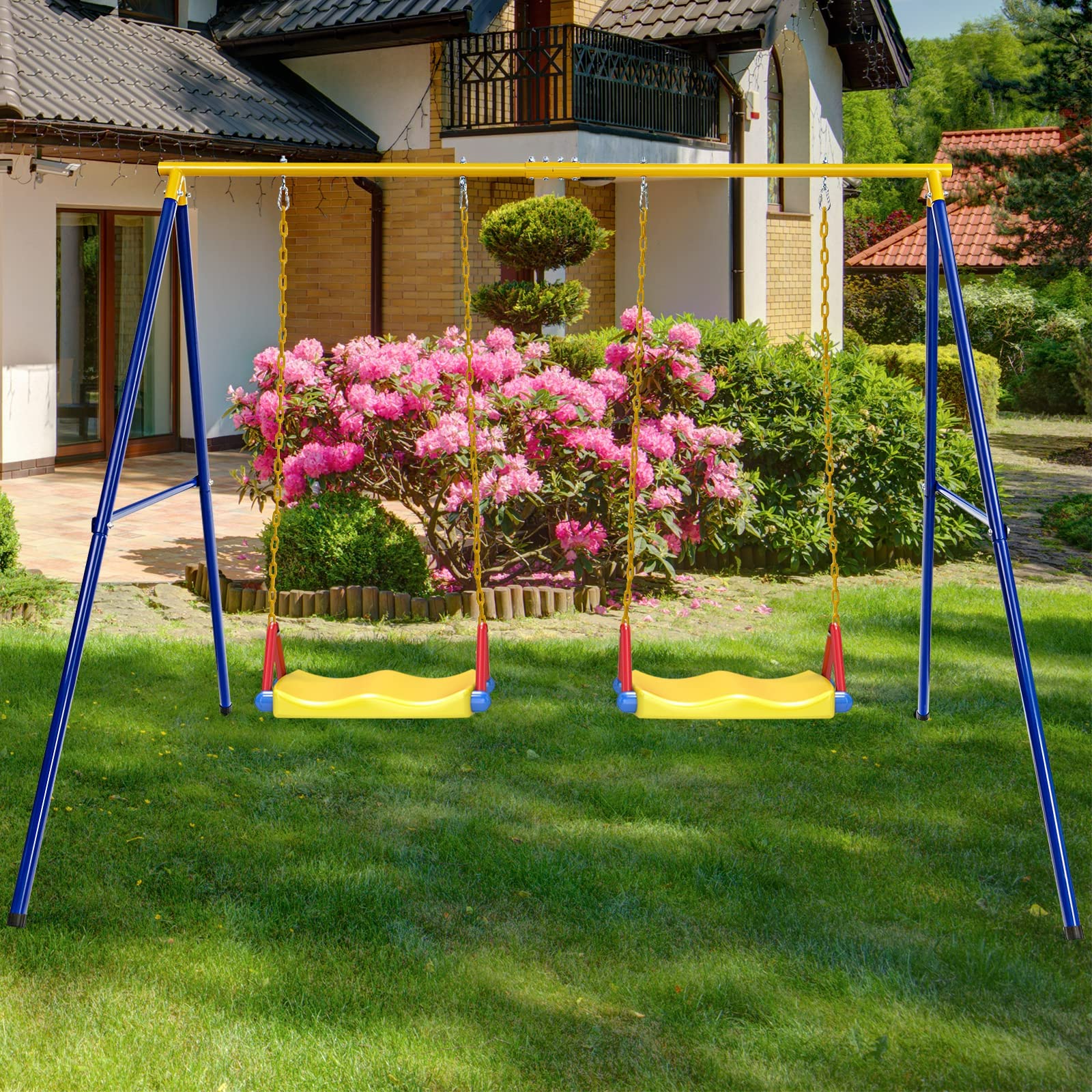 RELAX4LIFE Supporto per Telaio per Altalena a Forma di A, Carico Massimo 300 kg, in Ferro Resistente per Bambini e Adulti, Extra Large, Adatto per la Maggior Parte delle Altalene