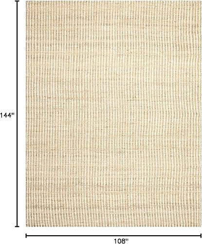 Miniatura 2 de SAFAVIEH Natural Fiber Collection - Alfombra de área de 9 x 12 pies, natural y marfil, hecha a mano, yute a rayas, ideal para zonas de alto tráfico