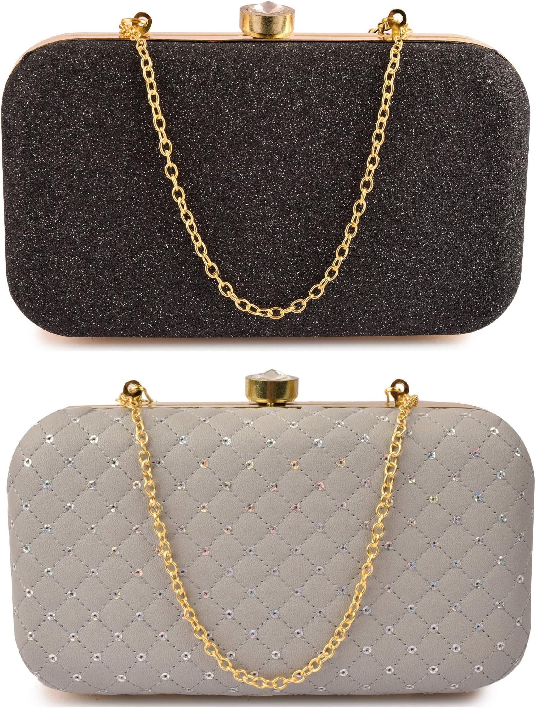 Handicraft Beautiful Bling Box Clutch Bag Purse For Bridal, Casual, Wedding
