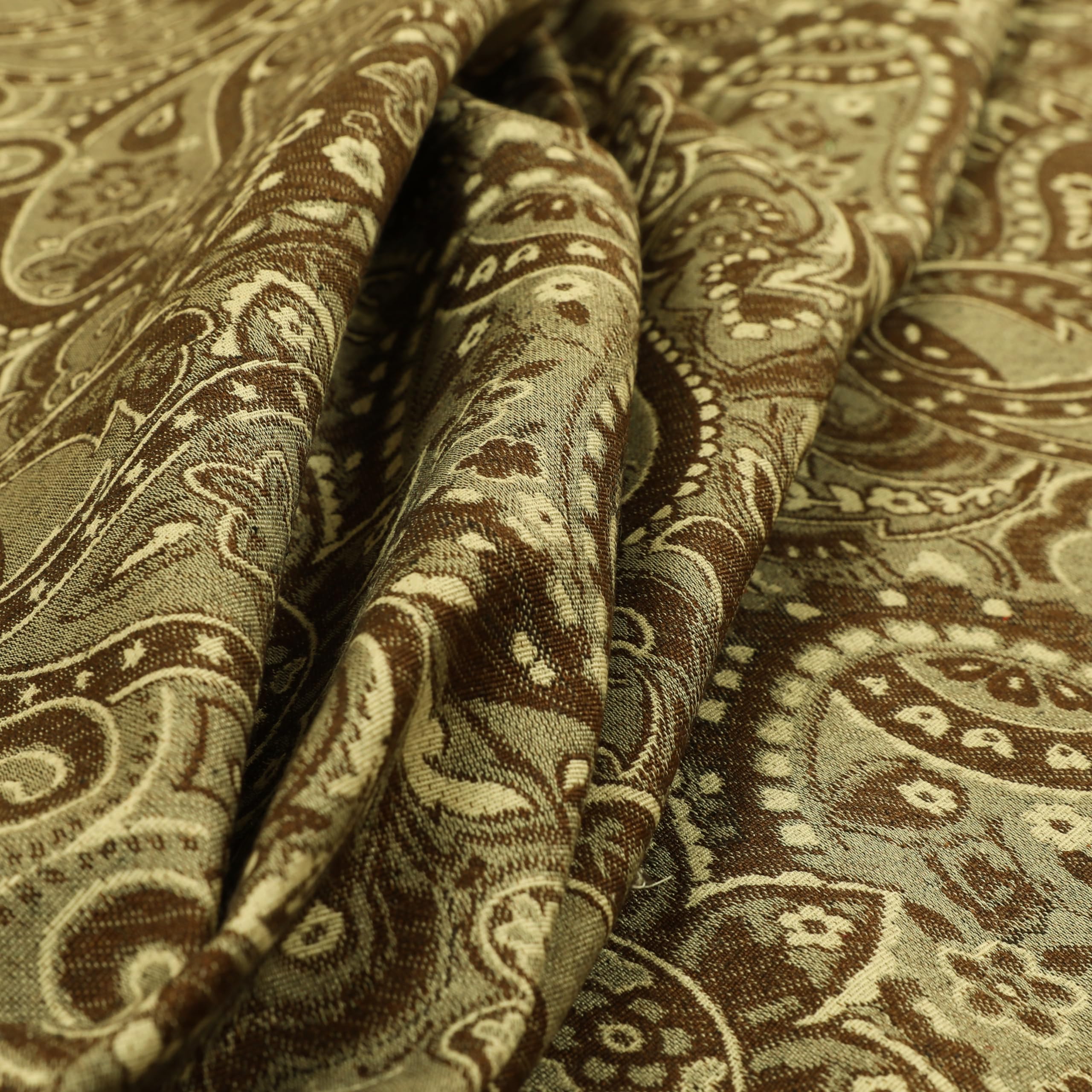 Redbrick Mill Fabrics Flame Retardant Furnishing Fabric Paisley Pattern Brown Chenille Upholstery Curtain Fabric (Per Metre) โ image 1